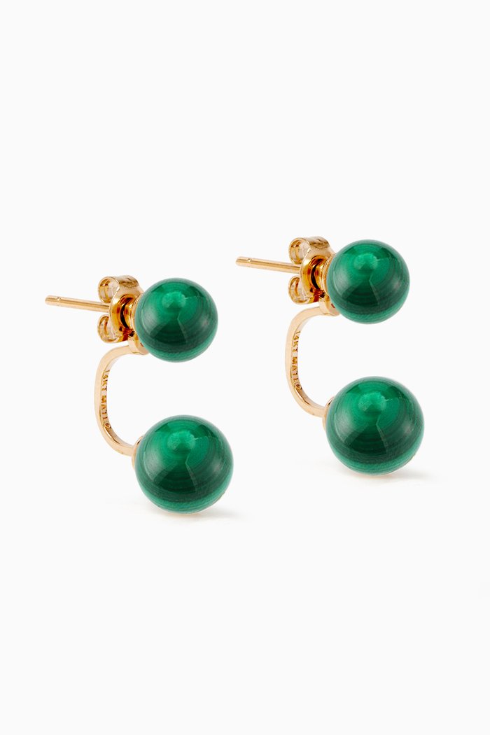 

Malachite Ear Jacket Earrings in 14kt Yellow Gold