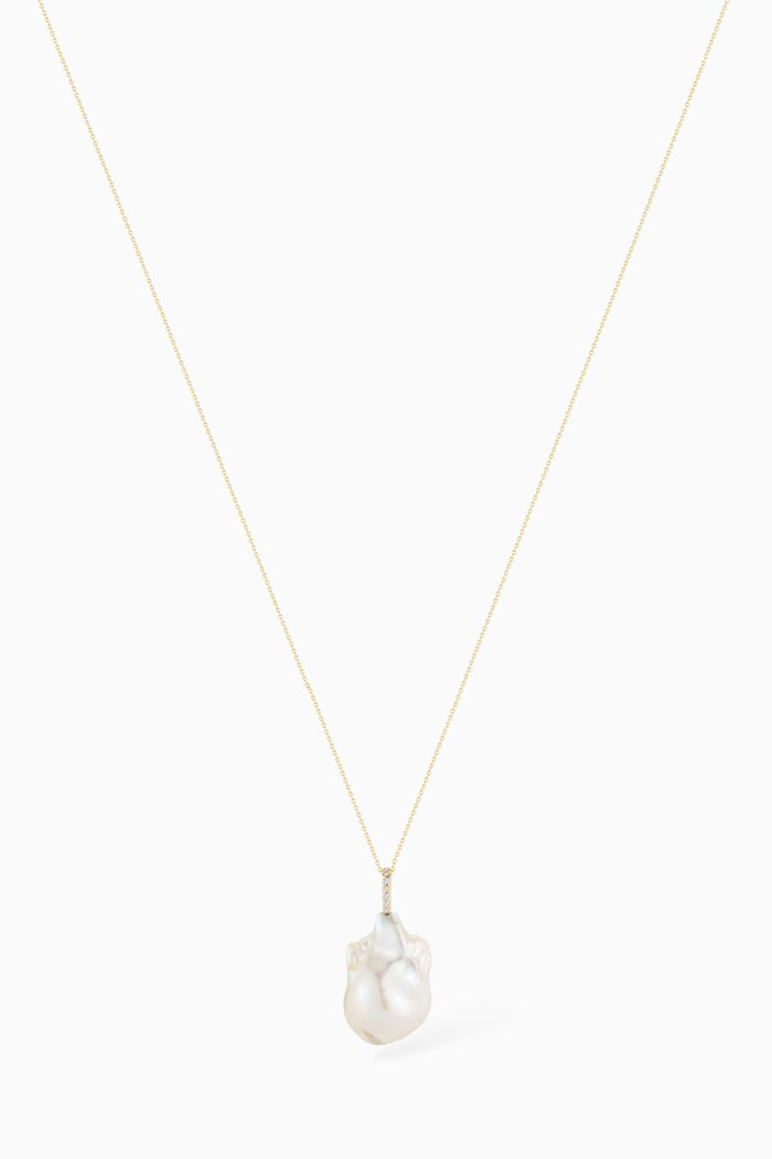 

Baroque Pearl Necklace with Diamonds in 14kt Yellow Gold