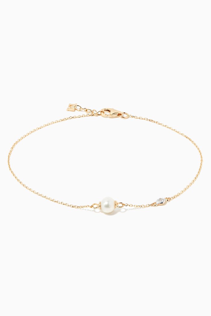 

Pearl & Diamond Dot Chain Bracelet in 14kt Yellow Gold