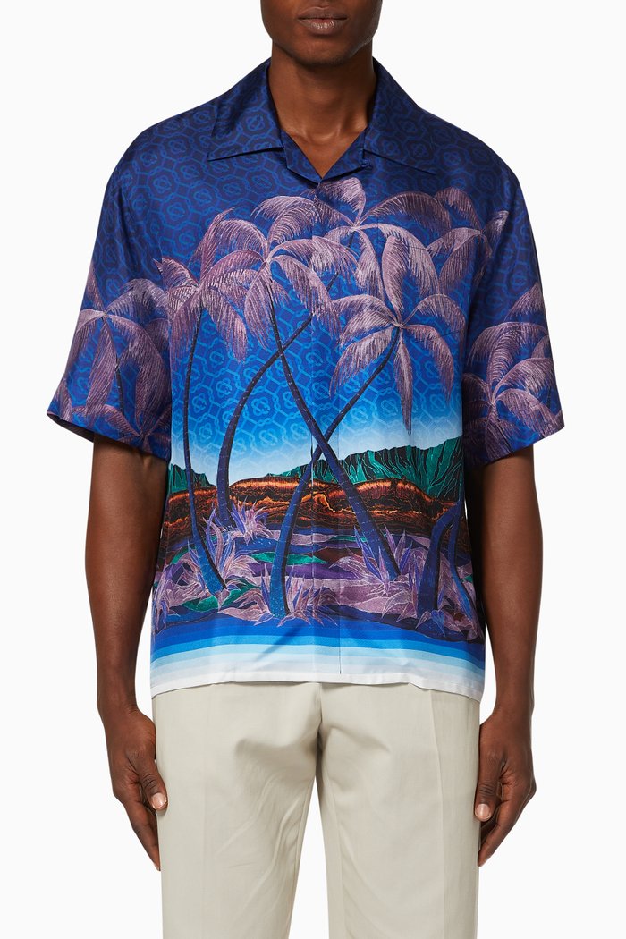 

Nuit A Maui Silk Twill Shirt, Blue