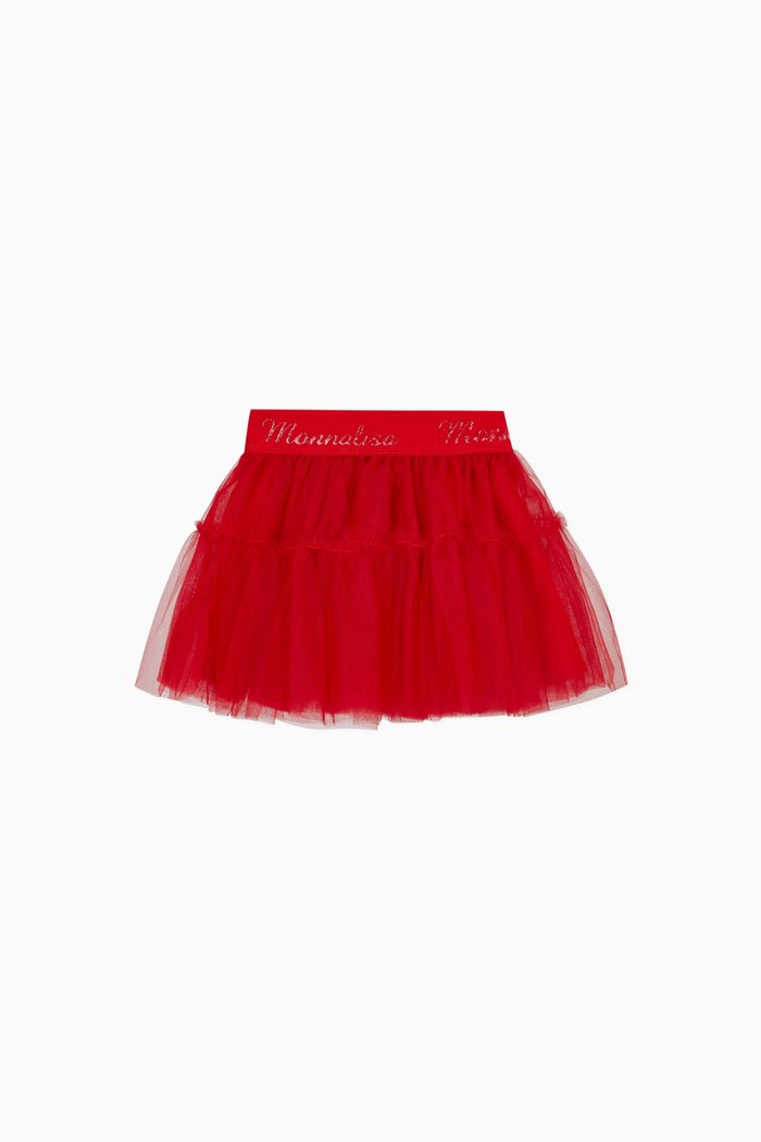 Tulle Logo Skirt, Red