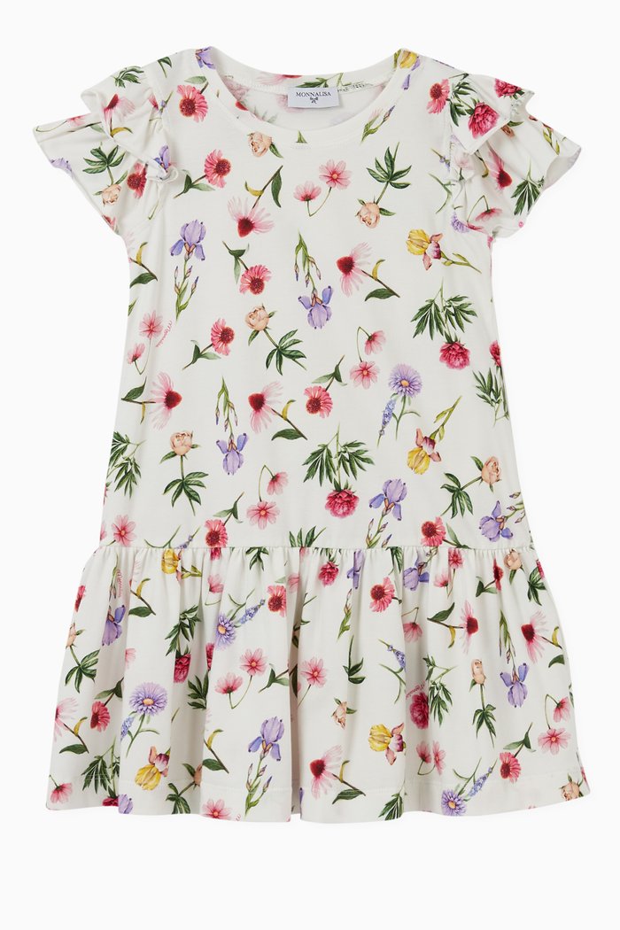 

Floral Jersey Dress, White