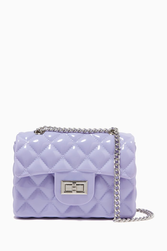 

Quilted PVC Handbag, Purple