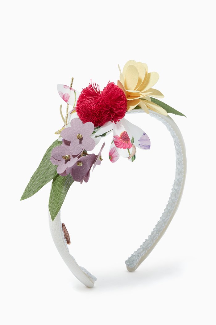 

Floral Headband, White