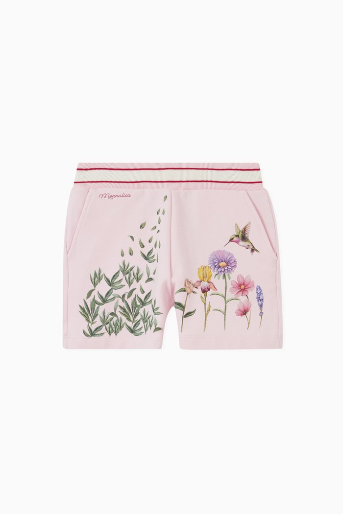

Floral Jersey Shorts, Pink