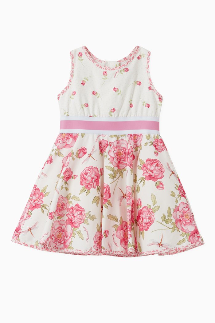 

Roses Print Poplin Dress, White