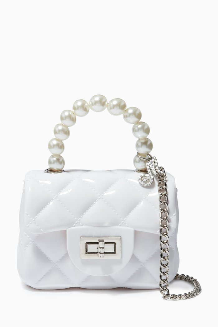 

Quilted Pearl Handbag, White