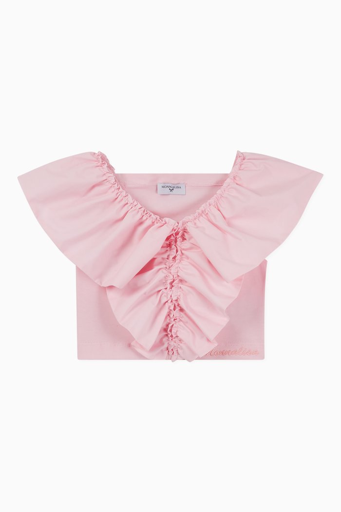 

Ruffle Top in Poplin, Pink