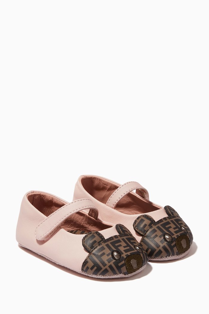 

FF Teddy Ballerinas in Leather, Multicolour
