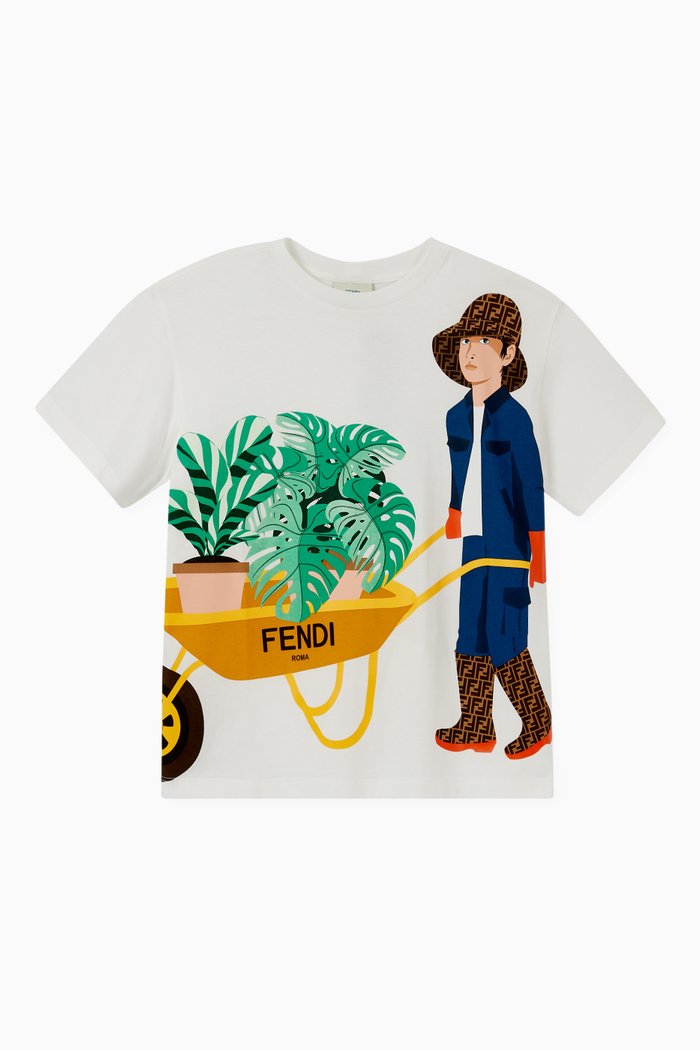 

Gardener Print Cotton T-Shirt, White
