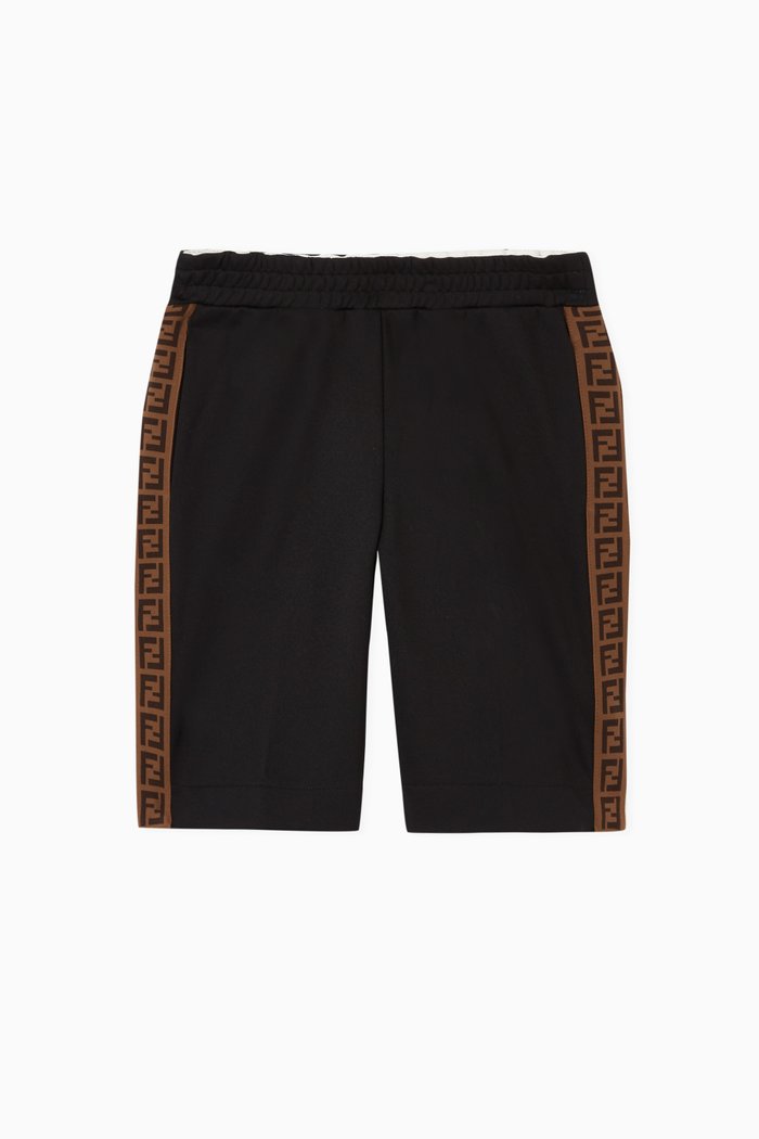 

FF Logo Trim Bermuda Shorts, Black