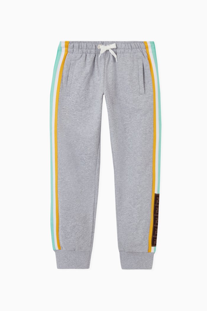

Monogram Trim Cotton Sweatpants, Grey