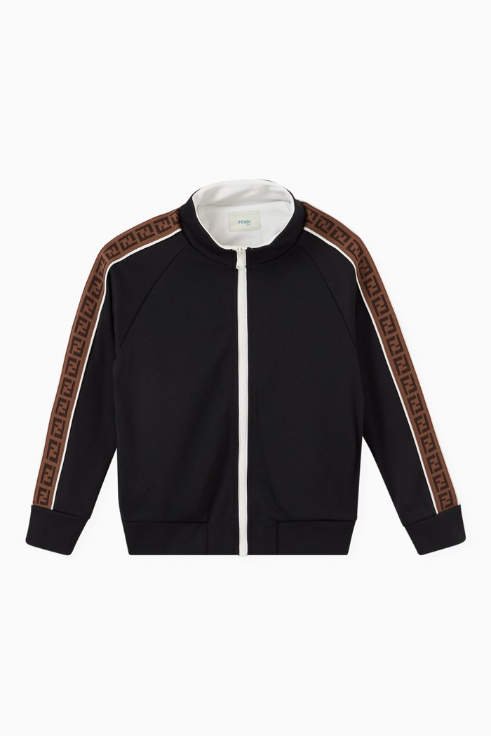 

FF Logo Trim Cotton Sweatshirt, Black