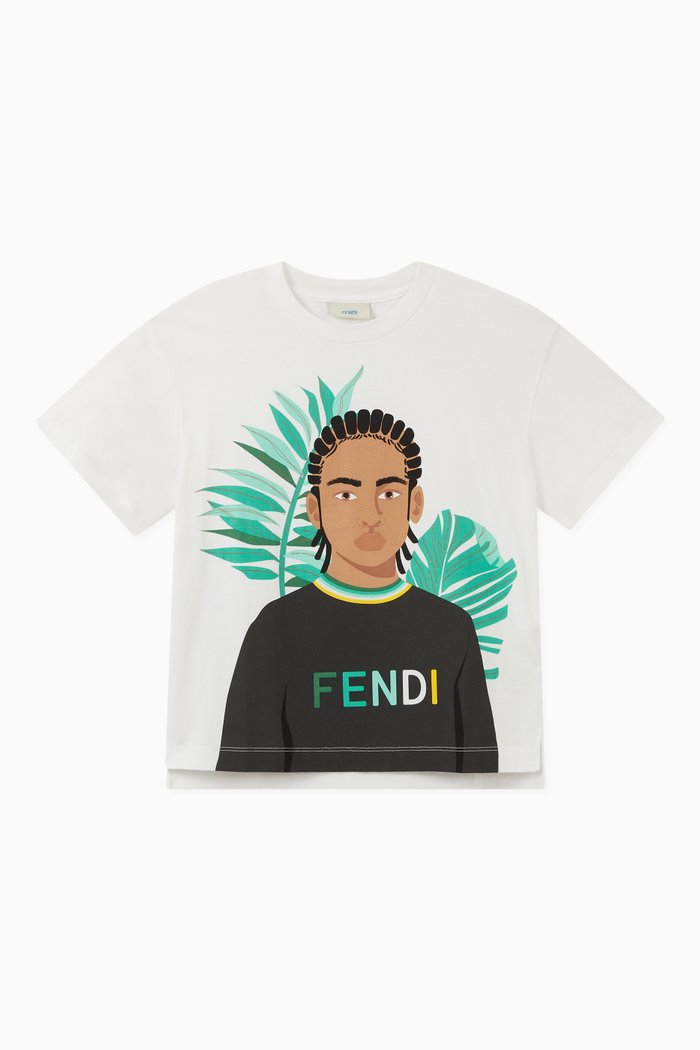 

Graphic Print T-shirt in Cotton Jersey, White