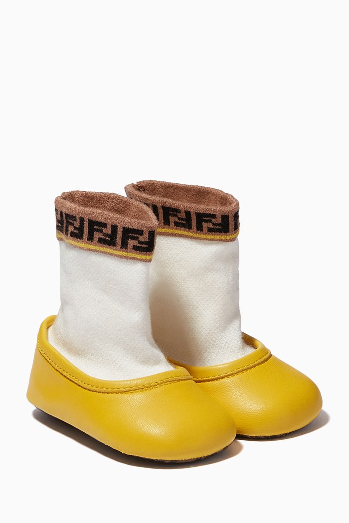 

Sock Ballerinas in Cotton & Leather, Yellow