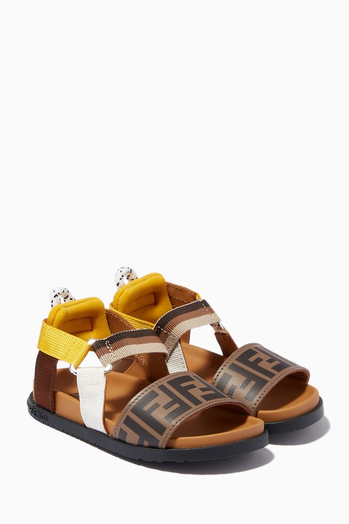 Monogram Sandals in Leather, Brown