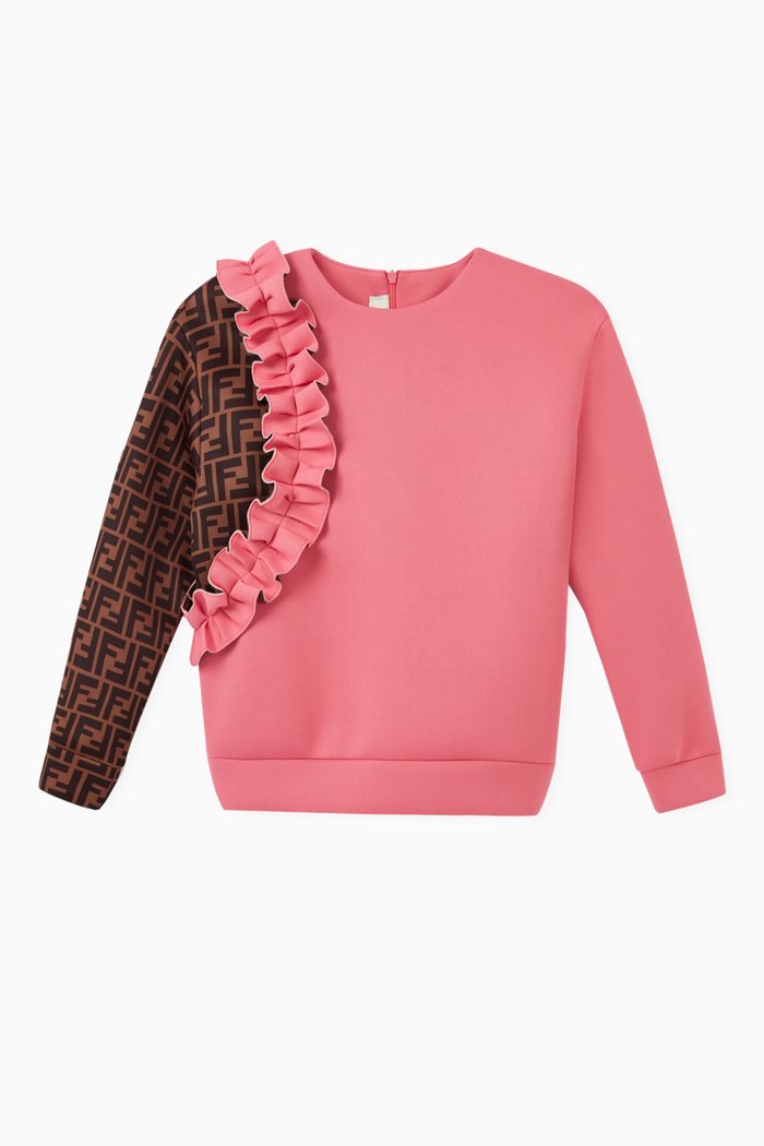 Monogram Sleeve Sweatshirt in Cotton, Pink