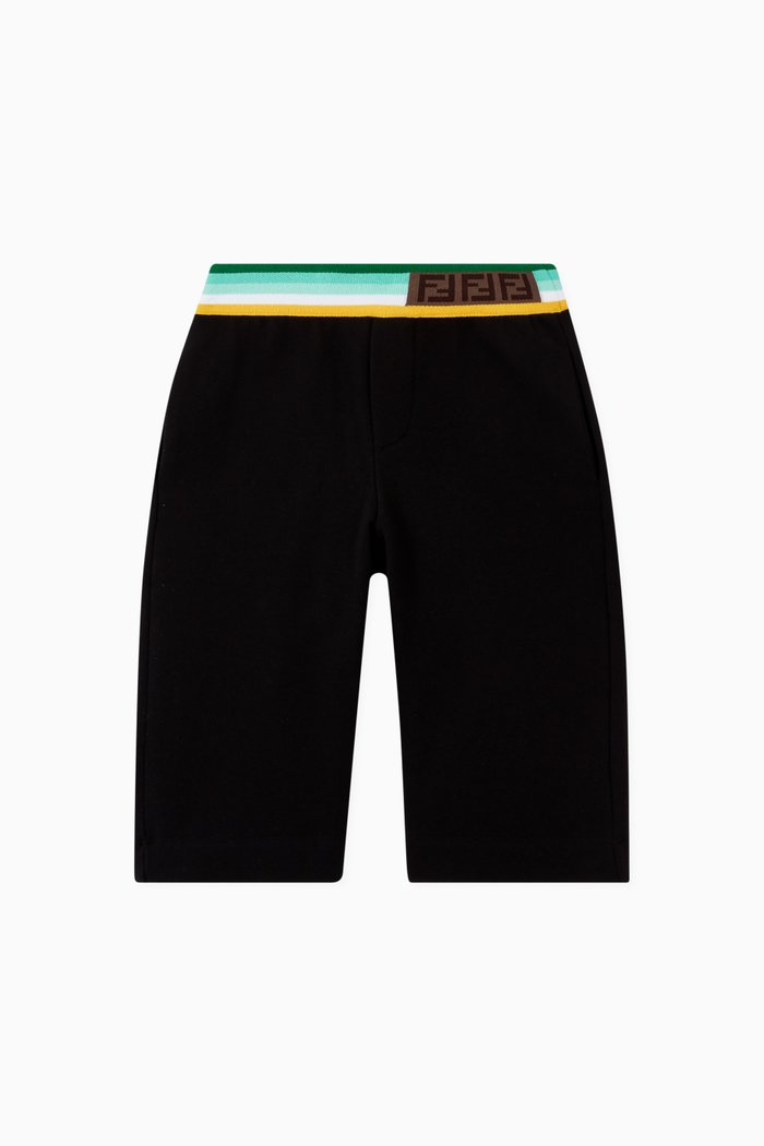 Stripe Detail Shorts in Cotton, Black