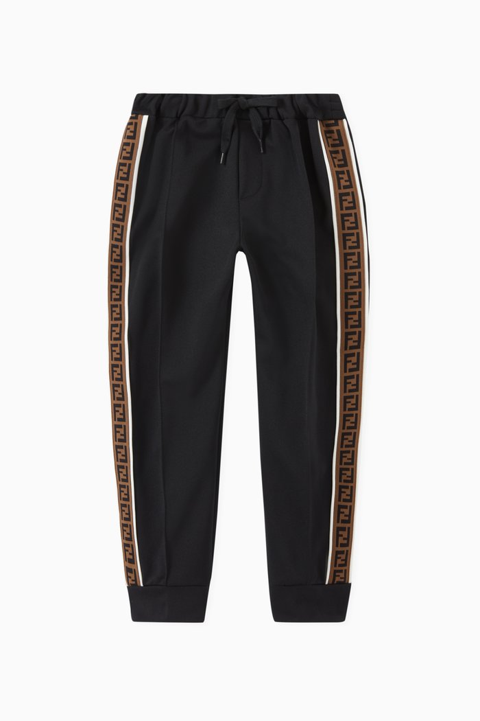 

FF Logo Trim Sweatpants in Jersey, Black