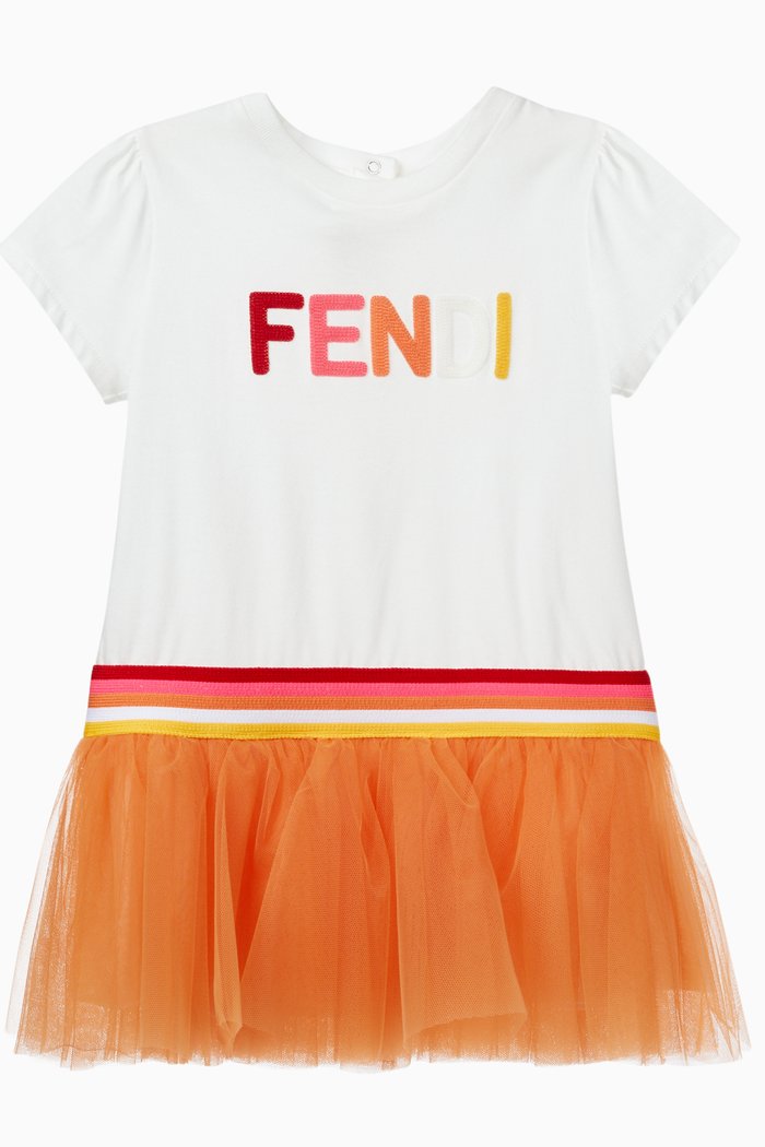 

T-shirt Dress in Cotton & Tulle, White