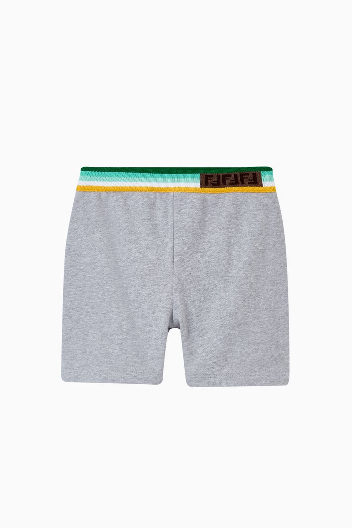 Striped Cotton Shorts, Grey