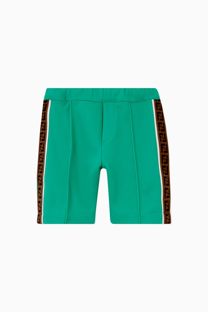 

FF Logo Trim Shorts in Cotton, Green