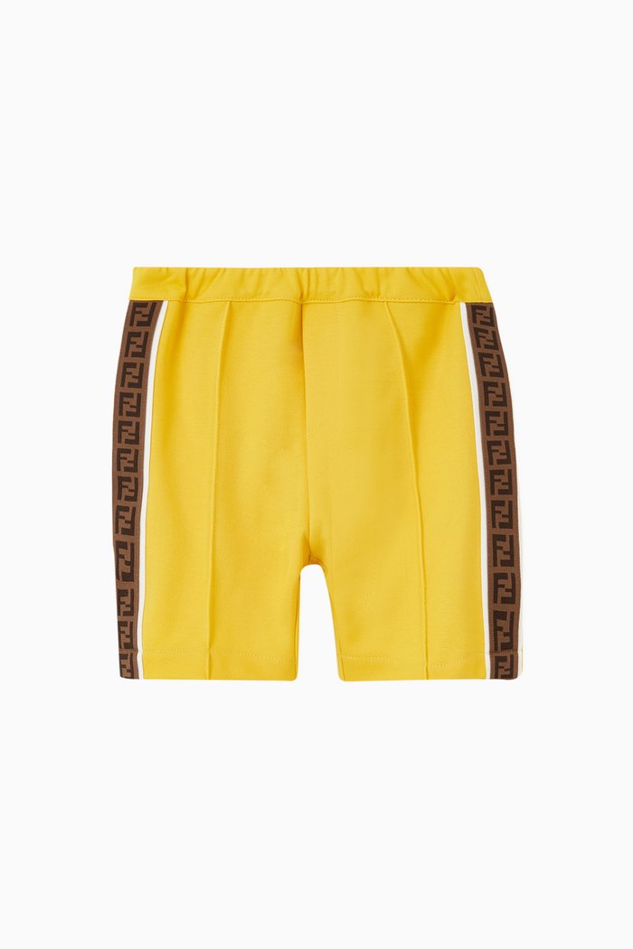 

FF Logo Trim Cotton Shorts, Yellow