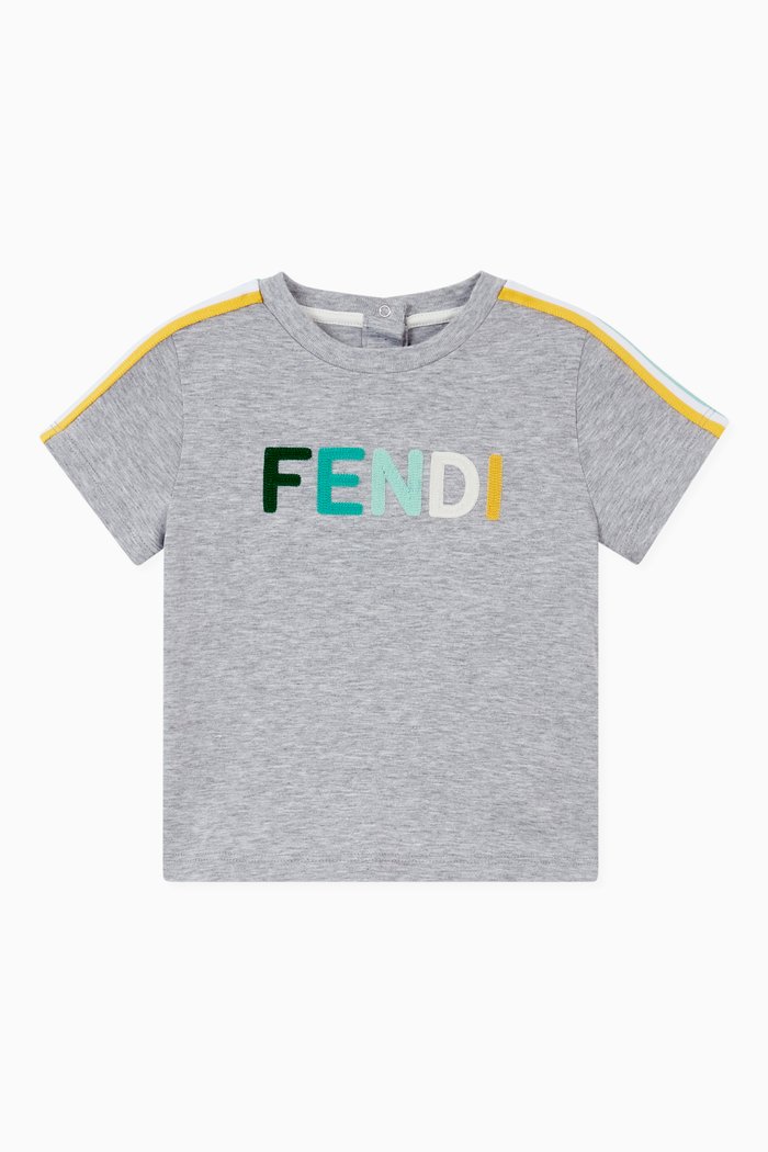 Bear Print T-Shirt in Cotton, Grey