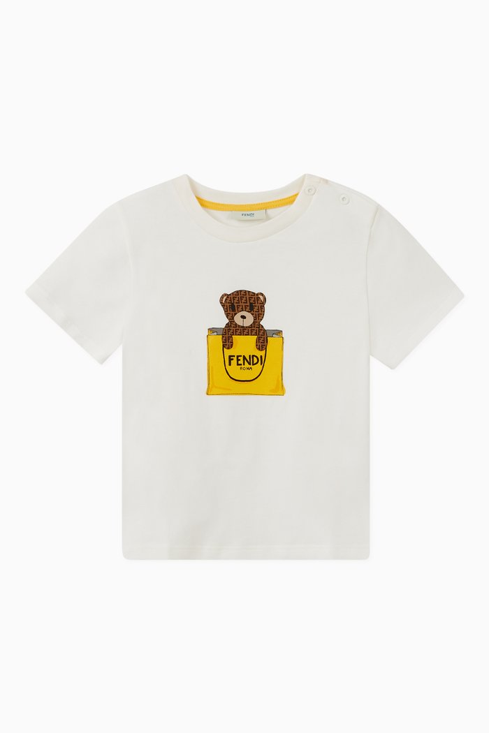 

Bear Print T-Shirt in Cotton, White