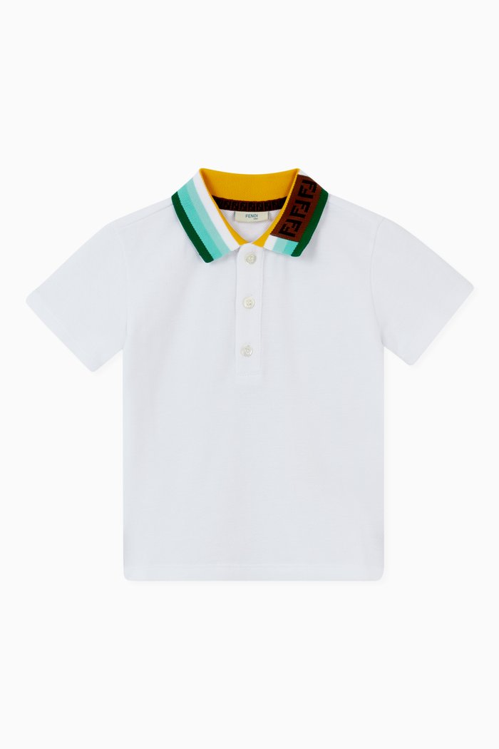 

Logo Stripe Polo T-shirt in Cotton, White