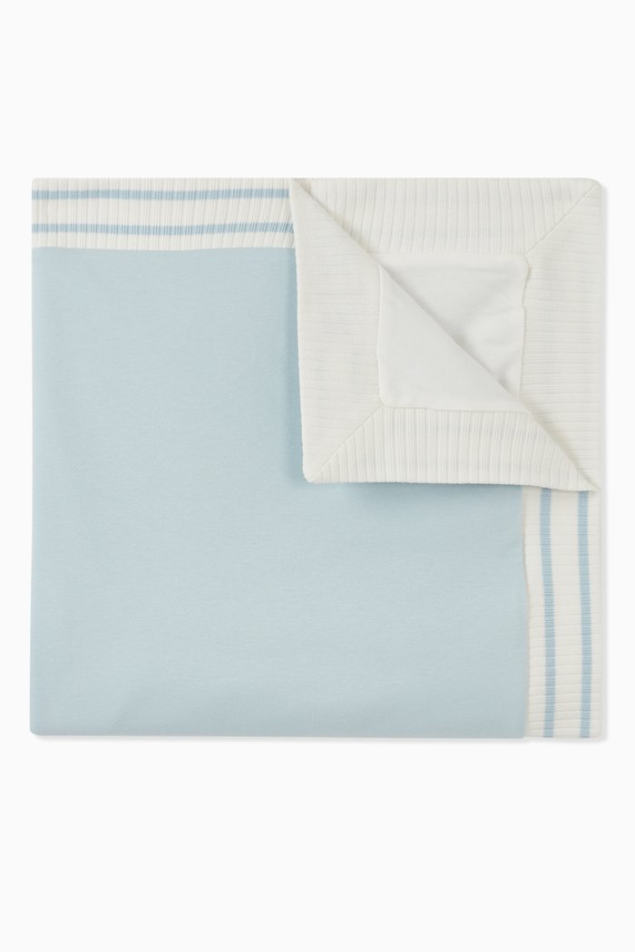 

Ribbed Logo Blanket in Cotton, Blue