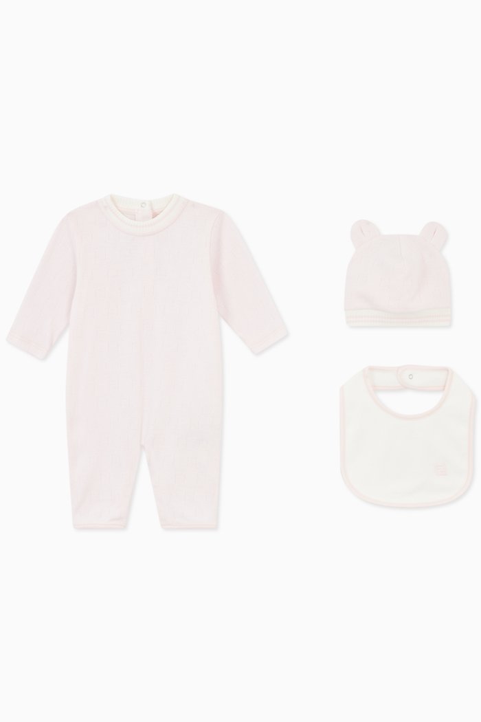 

Ribbed Romper, Set of 3, Pink