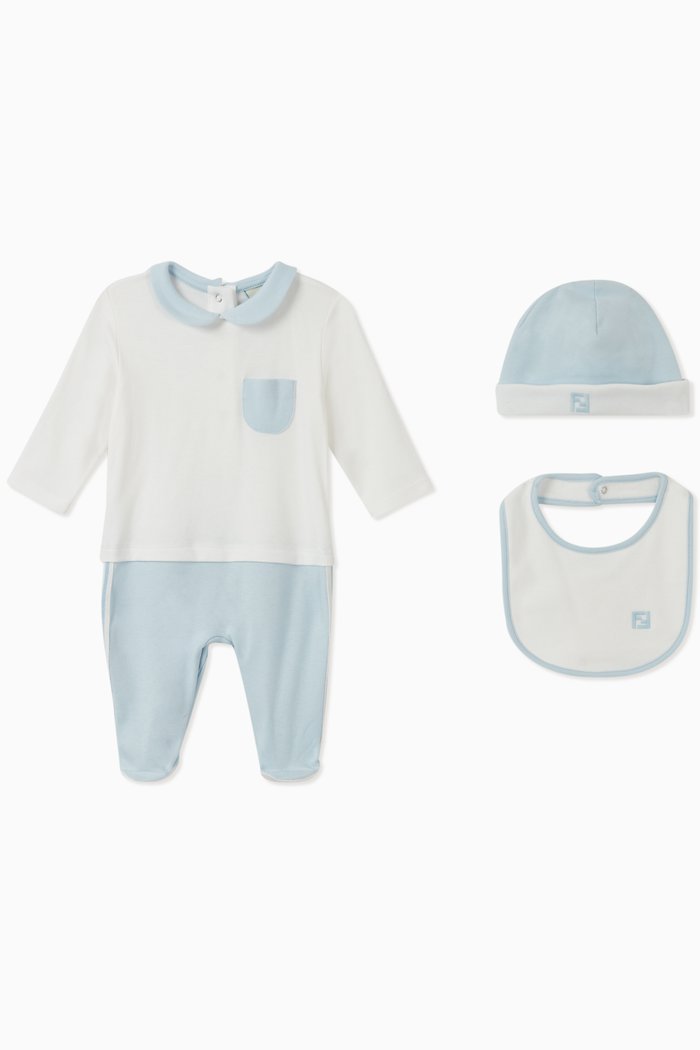 

Two-Tone Romper, Set of 3, Blue