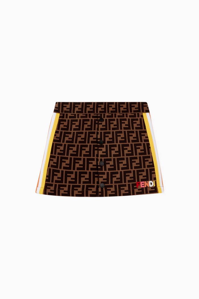 

Embroidered Trim Skirt in Monogram Crepe, Multicolour