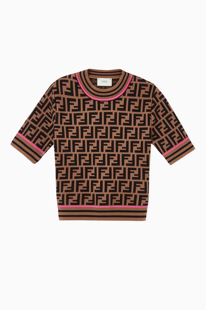 

FF Monogram Knit Top, Black