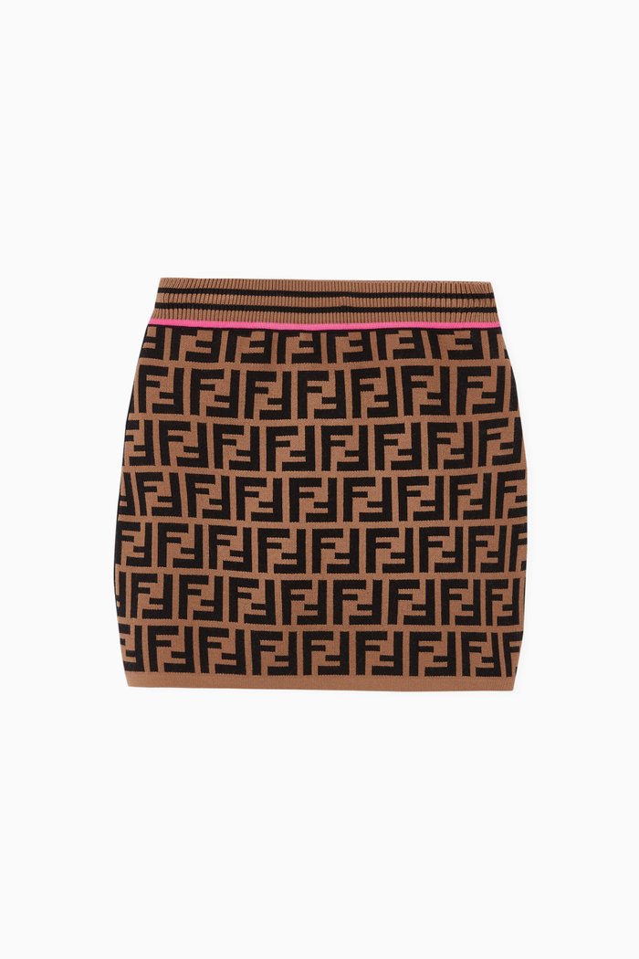 

FF Monogram Knit Skirt, Black