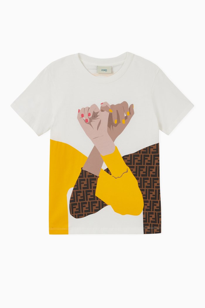 

Pinky Swear Print Cotton T-Shirt, White