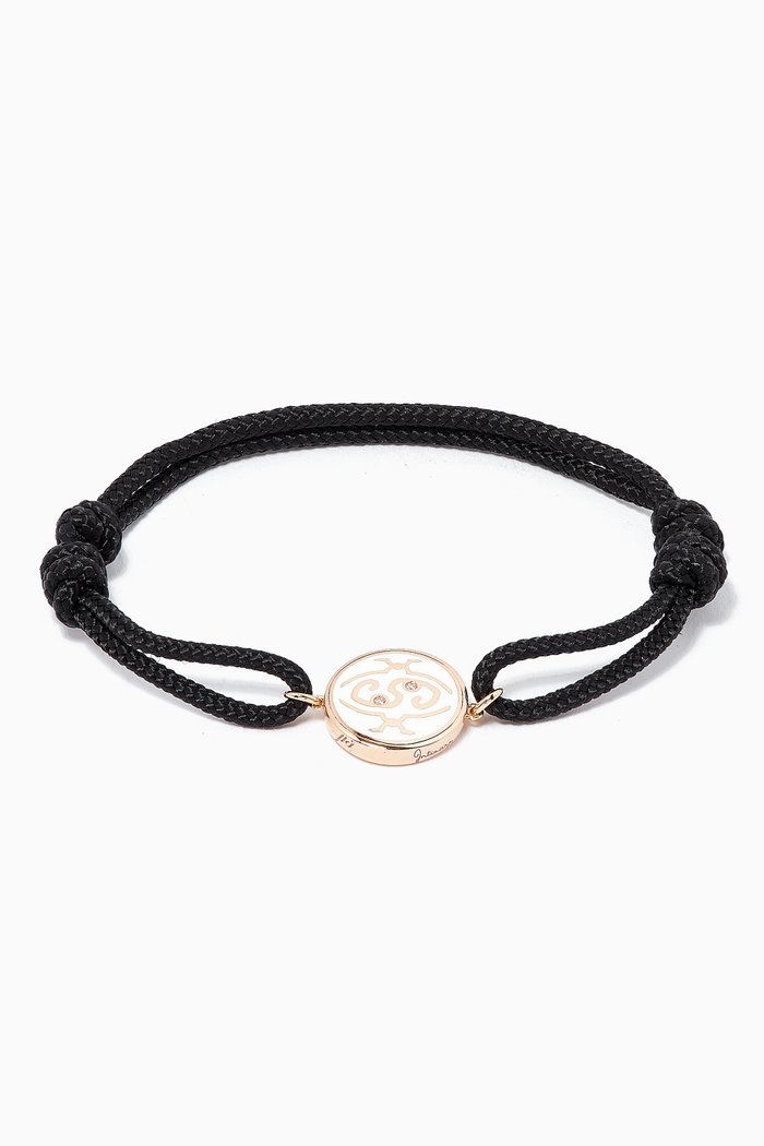 

Nawal “You Are My Sun & Moon” Diamond Cord Bracelet in 18kt Rose Gold, Black