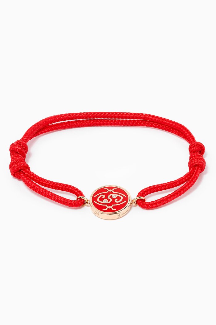 

Nawal "I Found My Soul" Diamond Cord Bracelet in 18kt Rose Gold, Red