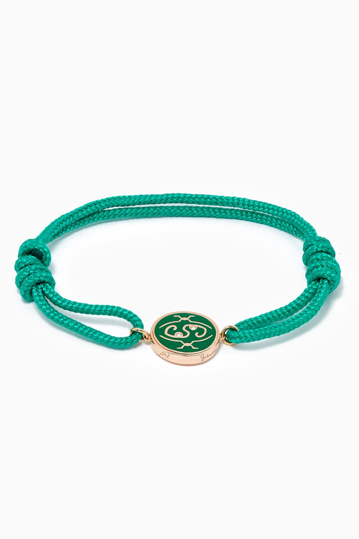 

Nawal "Passion Attracted Me to You" Diamond Cord Bracelet in 18kt Rose Gold, Green