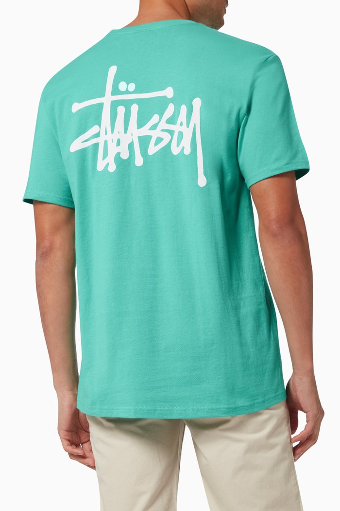 Basic Stüssy T-shirt in Cotton Jersey, Green