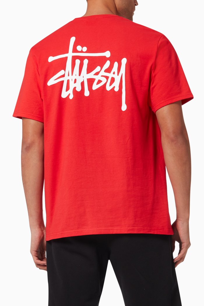 Basic Stüssy T-shirt in Cotton Jersey, Red