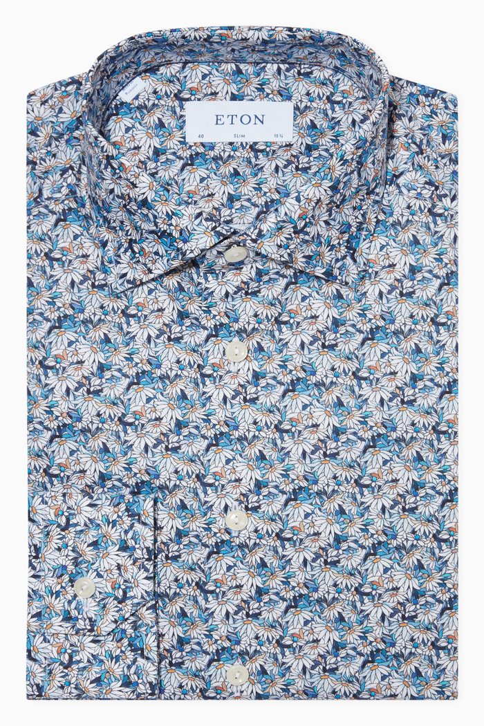

Daisy Floral Print Twill Slim Fit Shirt, Multicolour