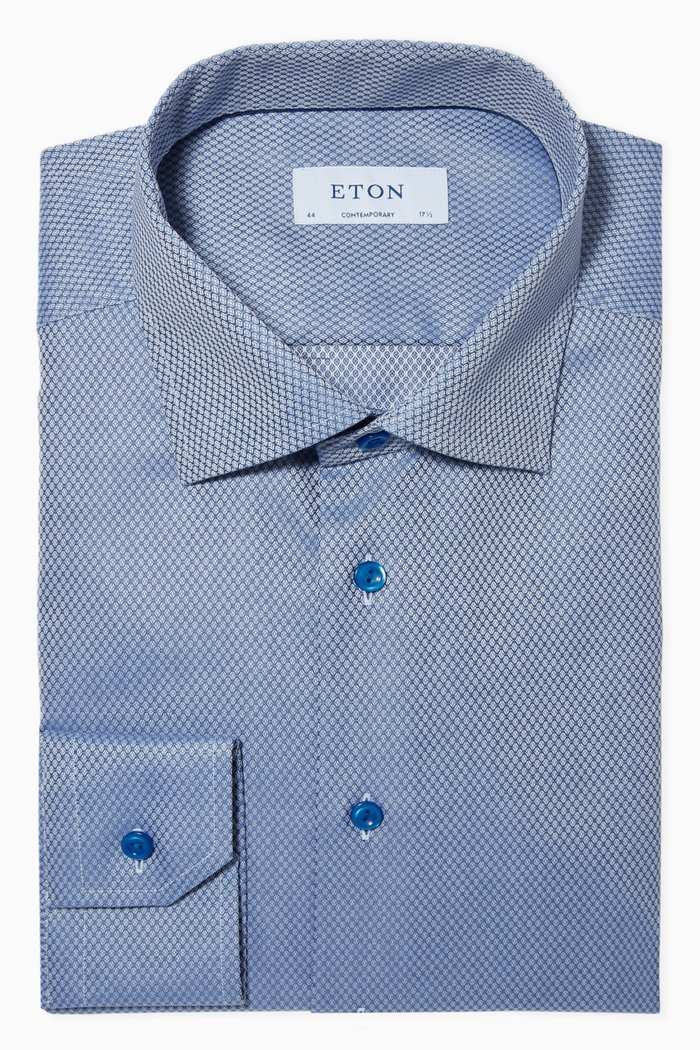 

Geometric Print Dobby Contemporary Fit Shirt, Blue