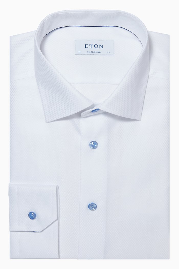 

Geometric Print Dobby Contemporary Fit Shirt, White