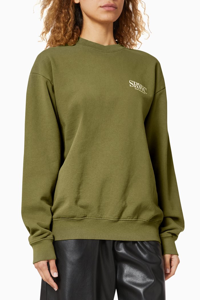 

Upper East Side Cotton Crewneck Sweatshirt, Green