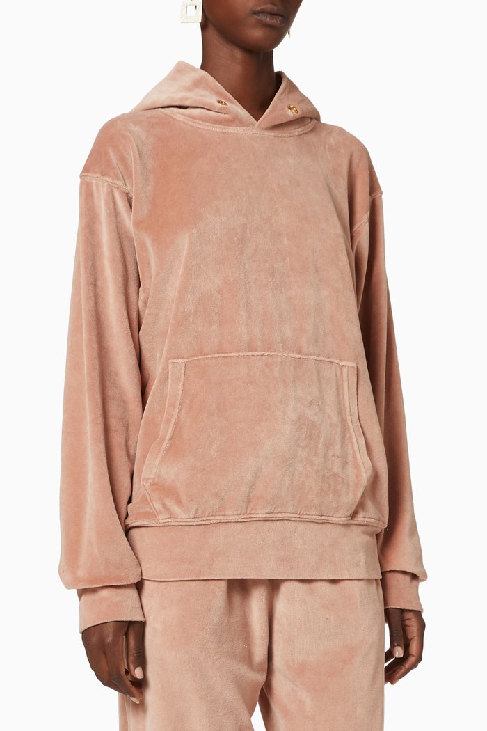 

Velour Jersey Crop Hoodie, Pink
