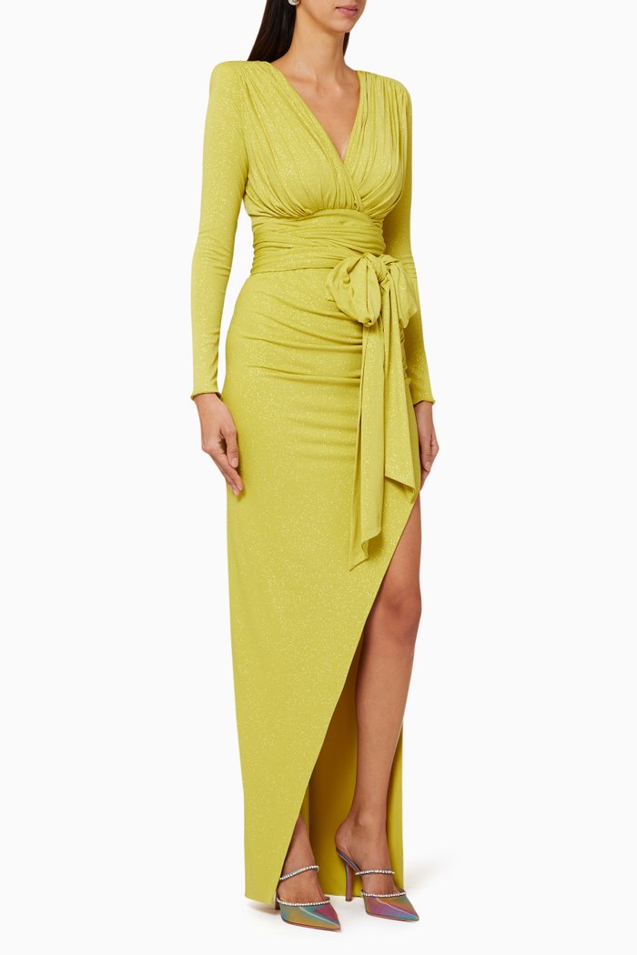 

Glitter Asymmetrical Gown, Yellow