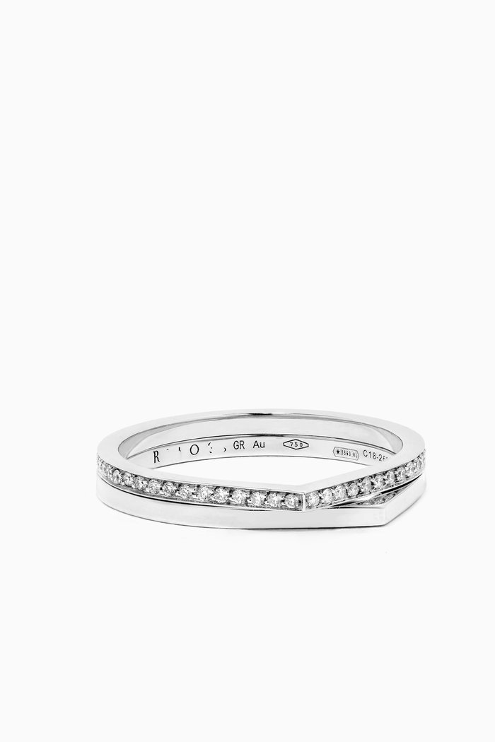 

Antifer 2 Row Ring with Diamonds in 18kt White Gold, Rose gold