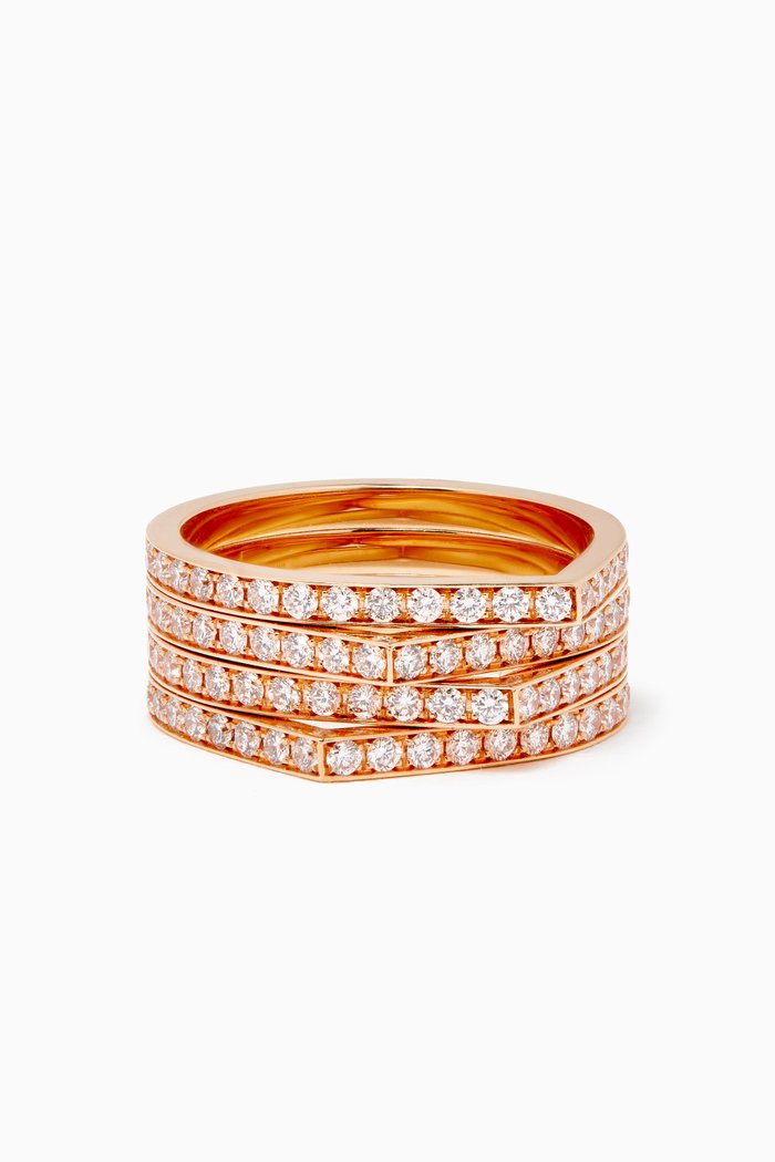 Antifer 4 Row Ring with Diamonds in 18kt Rose Gold